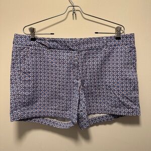 Women's Blue & White Print Land & Sea Shorts Size 14 Cotton Spandex Classic